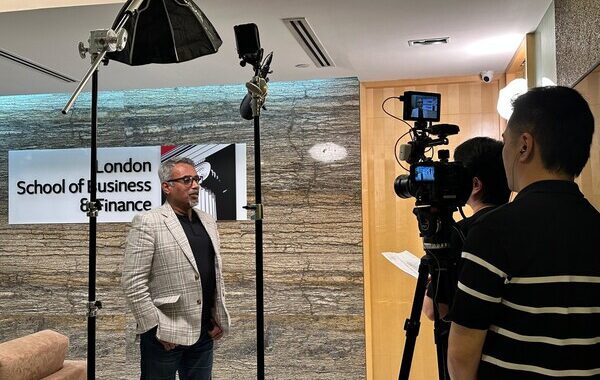 CEO, LSBF Global, Rathakrishnan Govind speaks on-camera during the WSG-Ingeus national campaign video shoot, held at the London School of Business and Finance (LSBF) Singapore campus. The filming spotlights LSBF’s role as a Prime Employer Partner, championing local talent, career comebacks, and inclusive hiring.